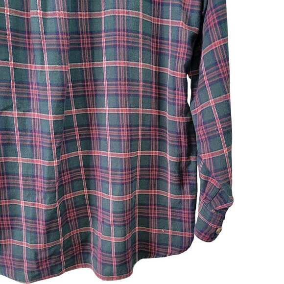 Woolrich Men's 100% Cotton Plaid Flannel Button Down Hunter Green Shirt Size L - Picture 11 of 12